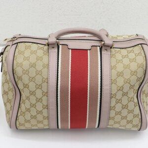 Gucci Web Boston Bag GG Canvas Medium 247205 525040